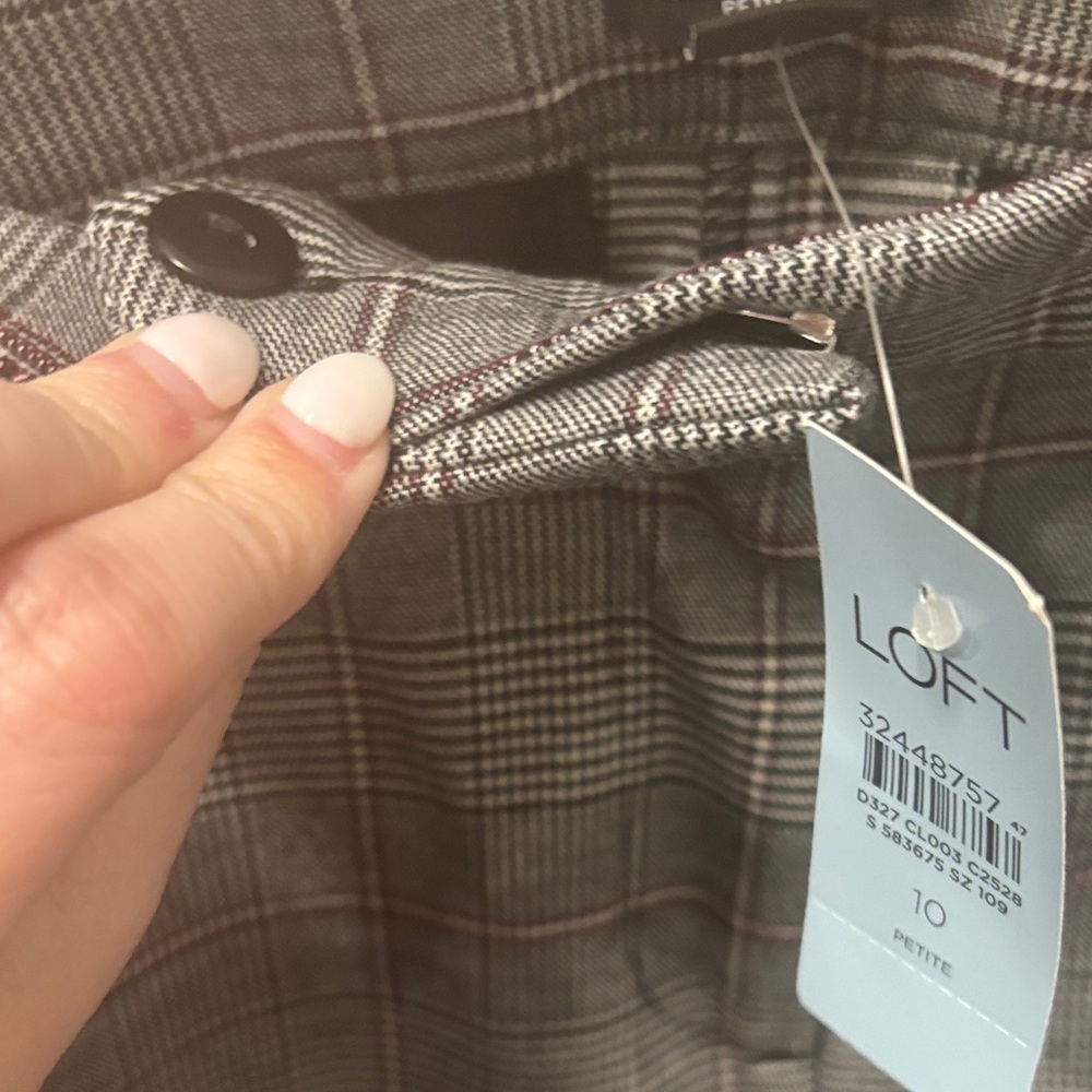 NWT LOFT Petites Gray Plaid Trousers - Picture 5 of 9